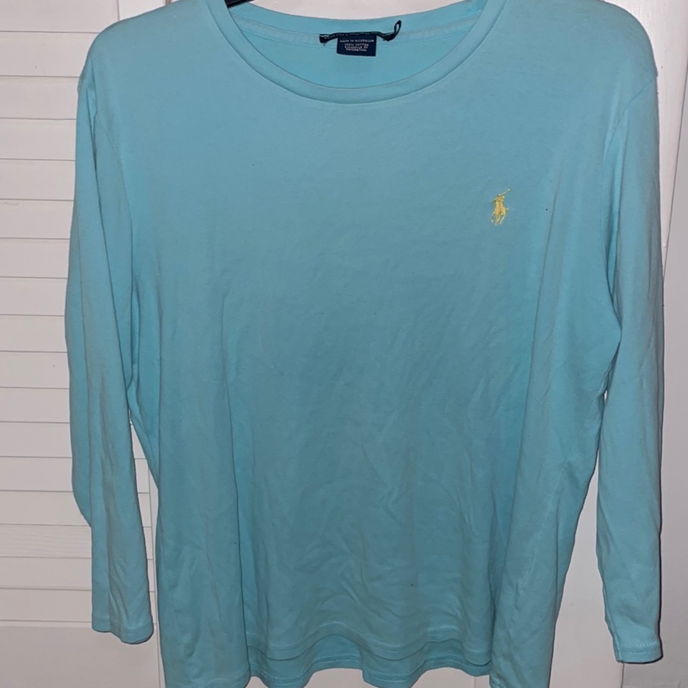 Blue and Yellow Ralph Lauren Long Sleeve Shirt. XL
